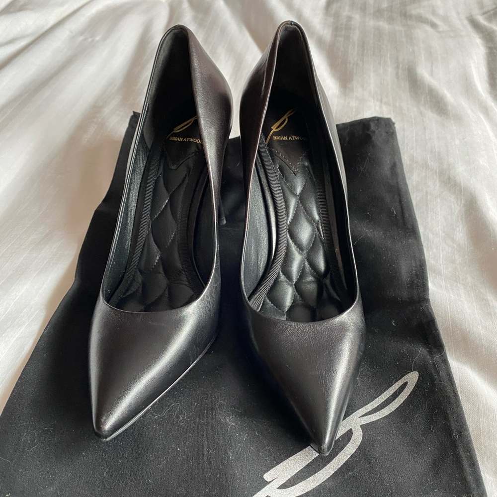 Brian Atwood Black Pointed Toe Heel Pumps size 7